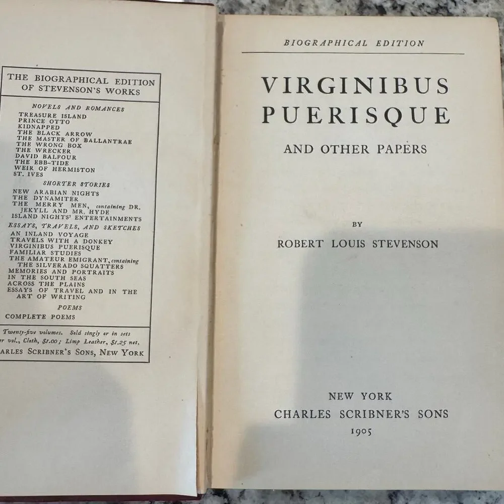 Virginibus Puerisque & Other Papers Biographical Ed Robert Louis Stevenson‎ 1905
